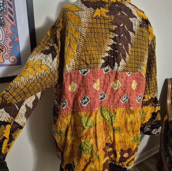 Colorful Patchwork Kantha Bae Style  Kimono Jacket Reversible - Picture 5 of 12